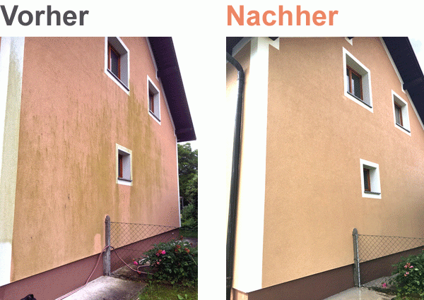 Fassadenreinigung - vorher und nachher